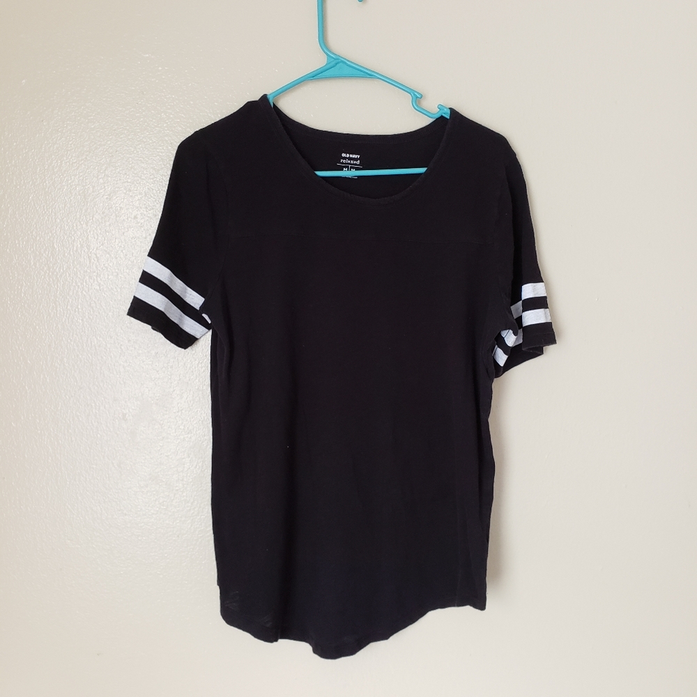 White stripped black top